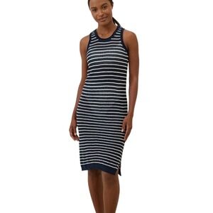 PACT Organic Cotton Linen Blend Striped Tank Dress XS Coastal Nautical